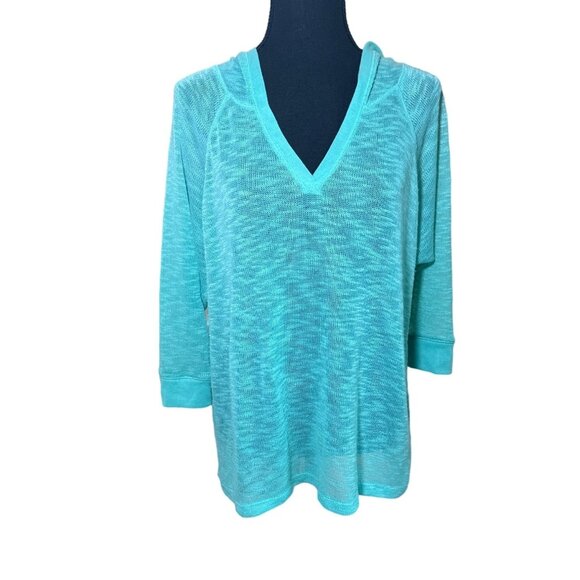 Hollister Y2K New Preppy LIght Weight Sky Blue Semi Sheer Sweater hoodie Women M - Picture 1 of 8